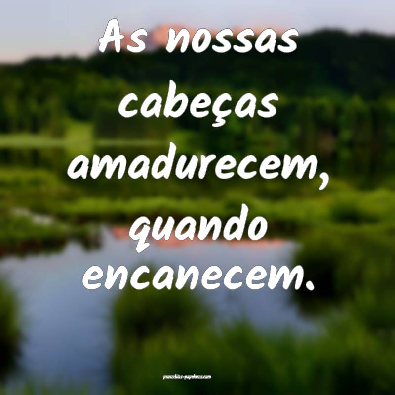 As nossas cabeças amadurecem, quando encanecem.
 ...