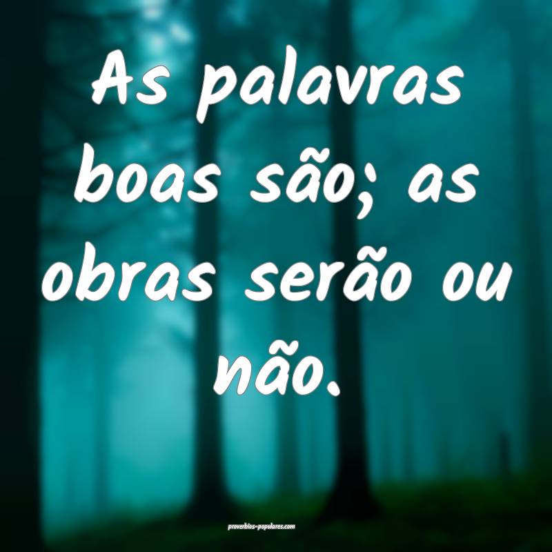 As palavras boas são; as obras serão ou não.
...