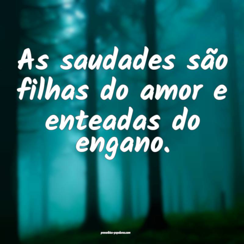 As saudades são filhas do amor e enteadas do engano.
...