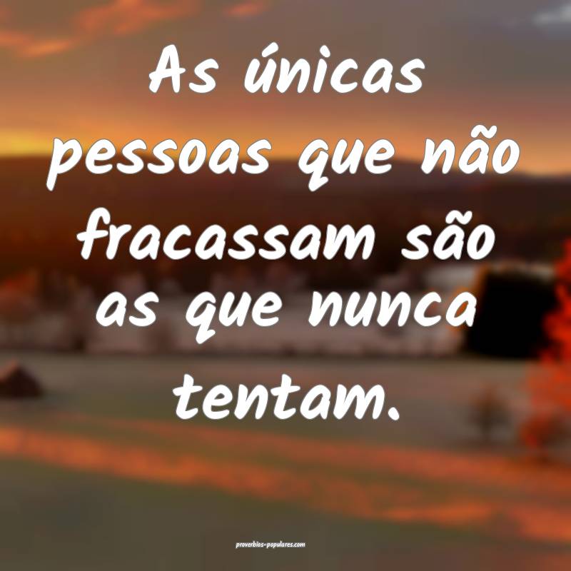 As únicas pessoas que não fracassam são as que  ...