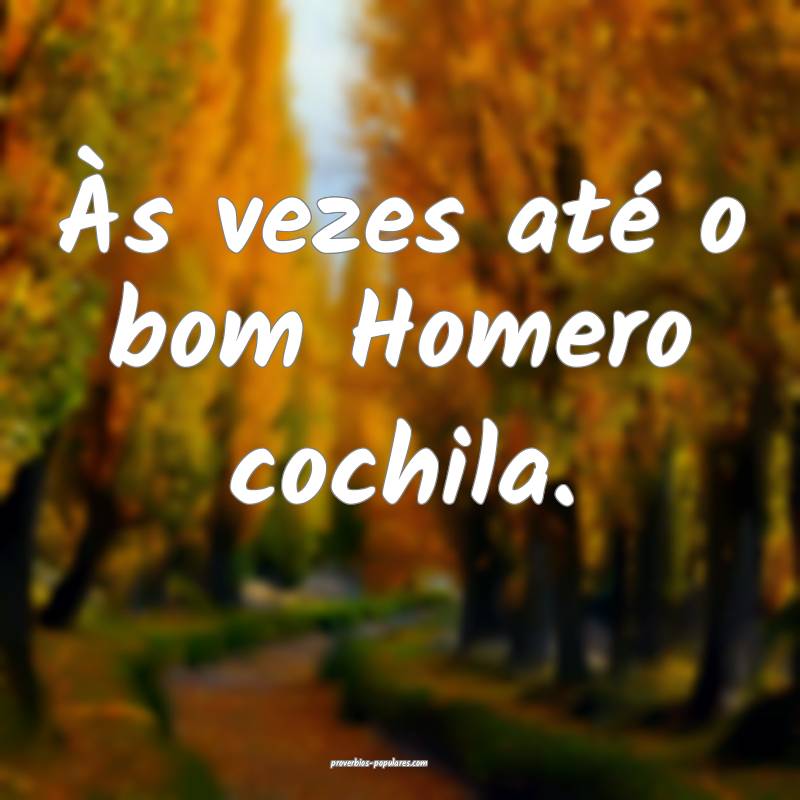 Às vezes até o bom Homero cochila.
 ...