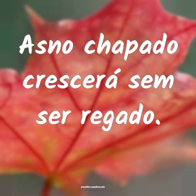 Asno chapado crescerá sem ser regado.
...