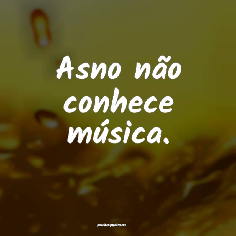 Asno não conhece música.
...