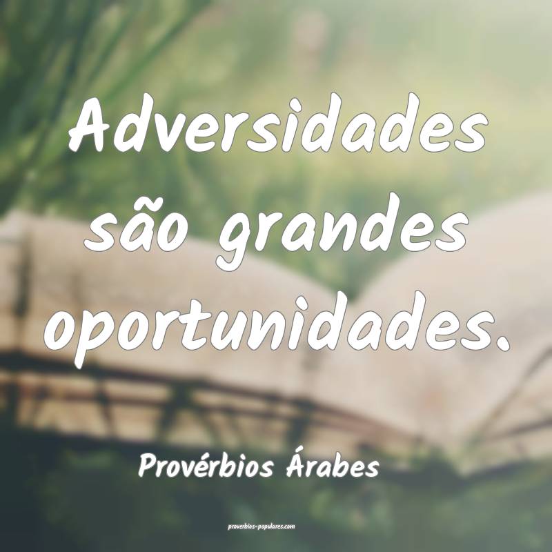 Adversidades são grandes oportunidades.
...