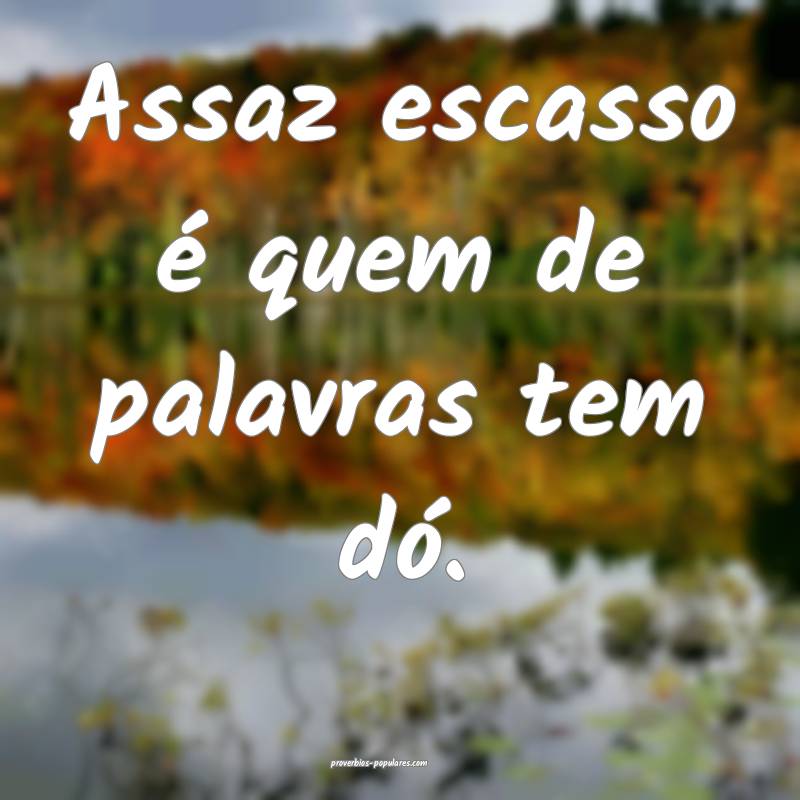 Assaz escasso é quem de palavras tem dó.
...