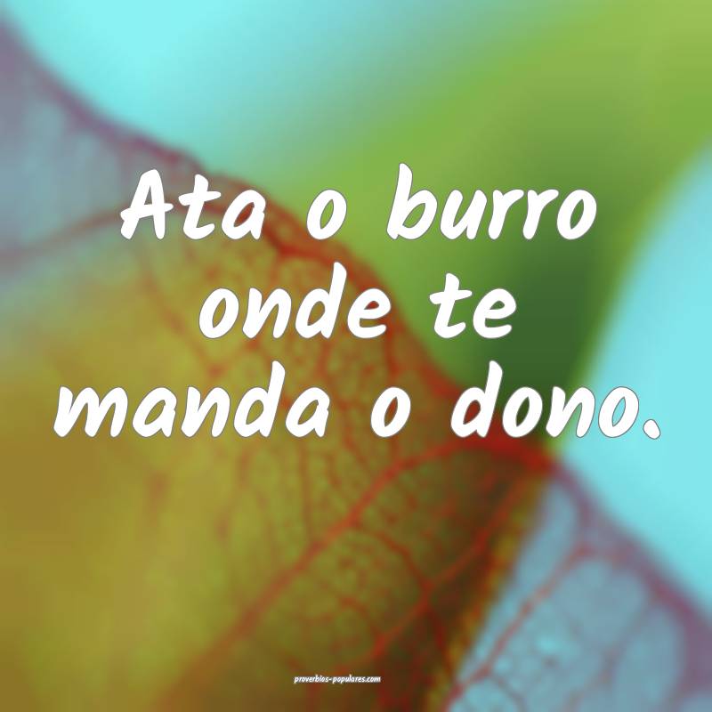 Ata o burro onde te manda o dono.
 ...