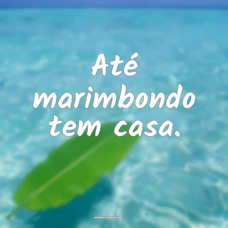Até marimbondo tem casa.
...