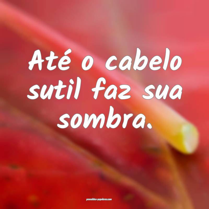Até o cabelo sutil faz sua sombra.
...