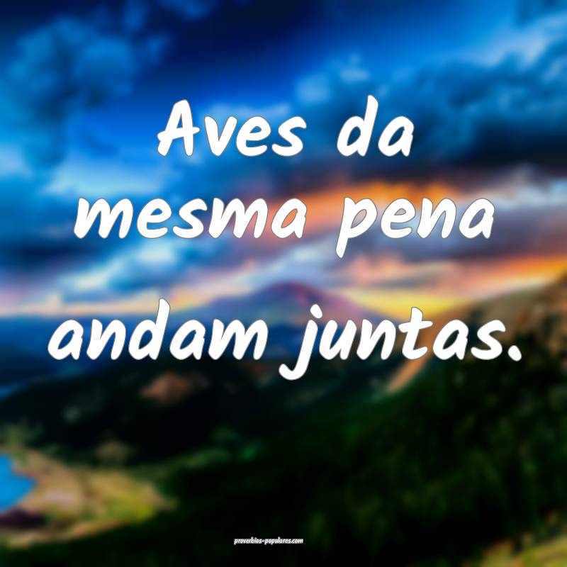 Aves da mesma pena andam juntas.
...