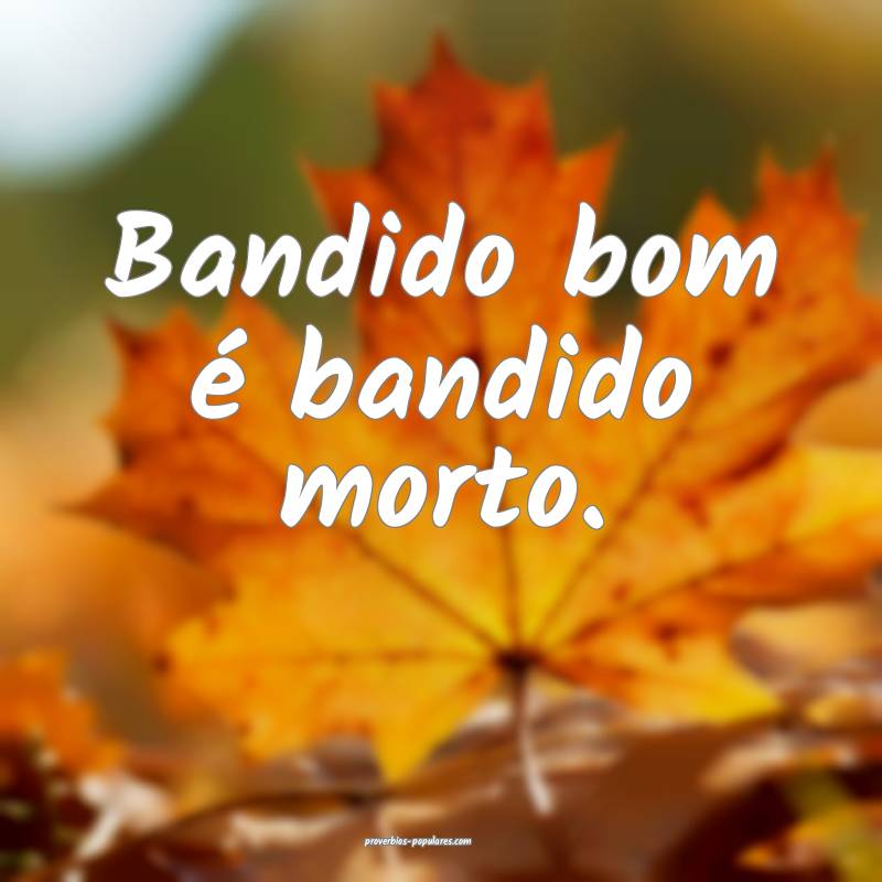 Bandido bom é bandido morto.
...