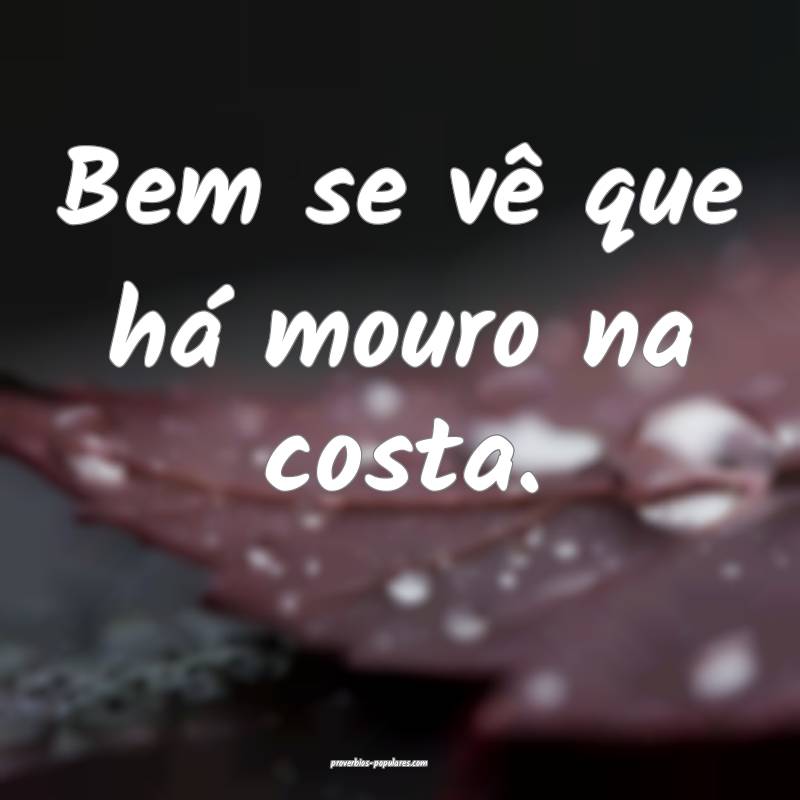 Bem se vê que há mouro na costa.
...