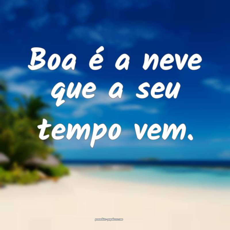 Boa é a neve que a seu tempo vem.
 ...