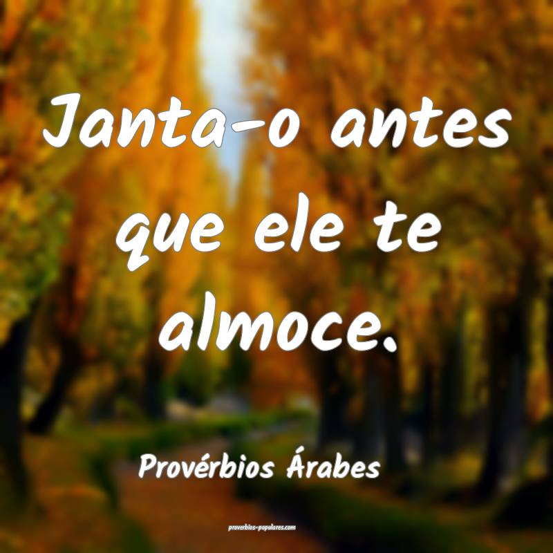 Provérbios Árabes - Janta-o antes que ele te alm ...