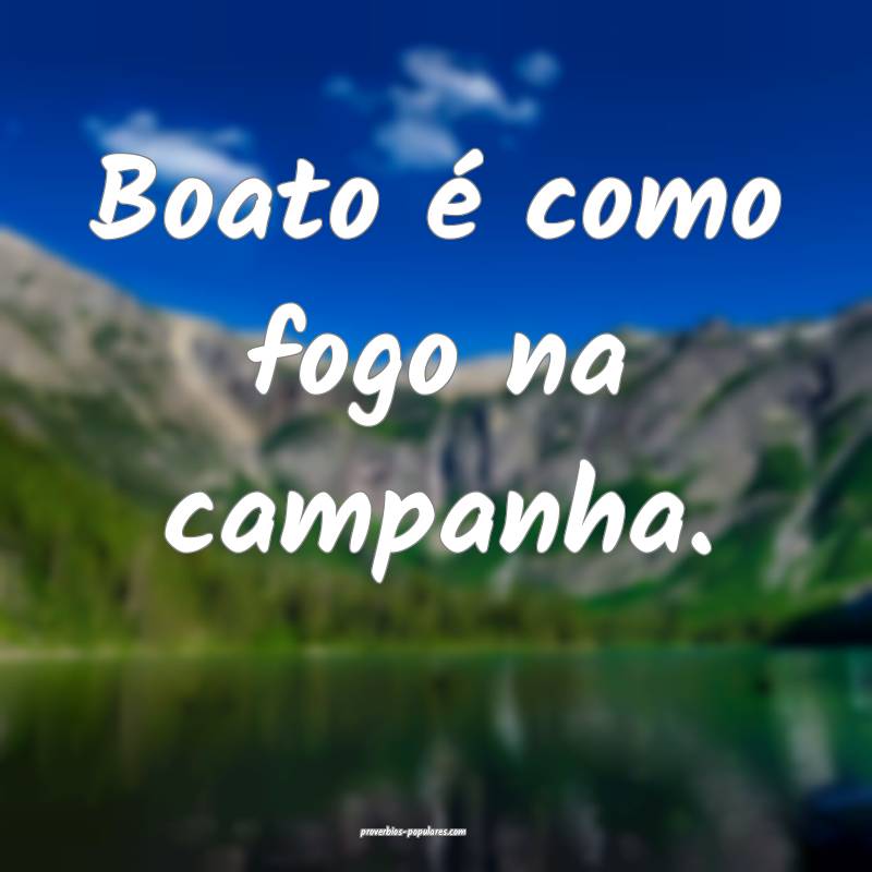 Boato é como fogo na campanha.
...