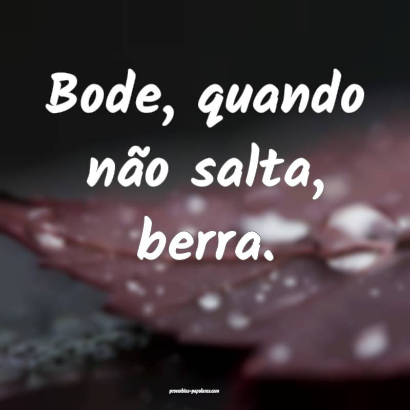 Bode, quando não salta, berra.
...