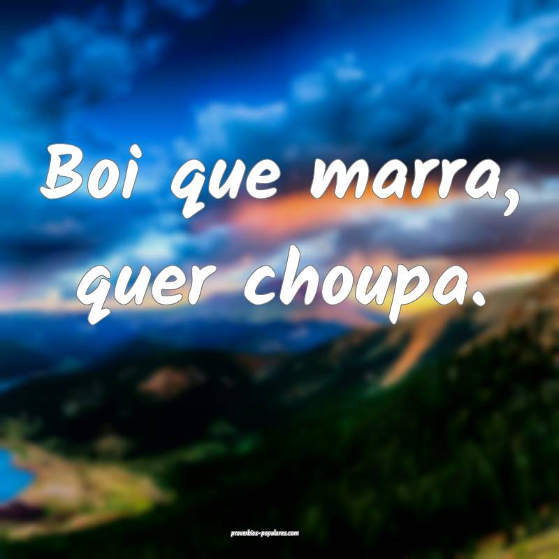 Boi que marra, quer choupa.
...