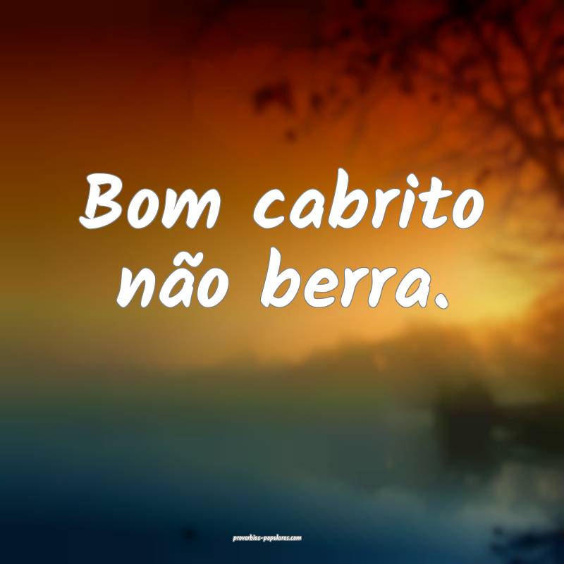 Bom cabrito não berra.
...