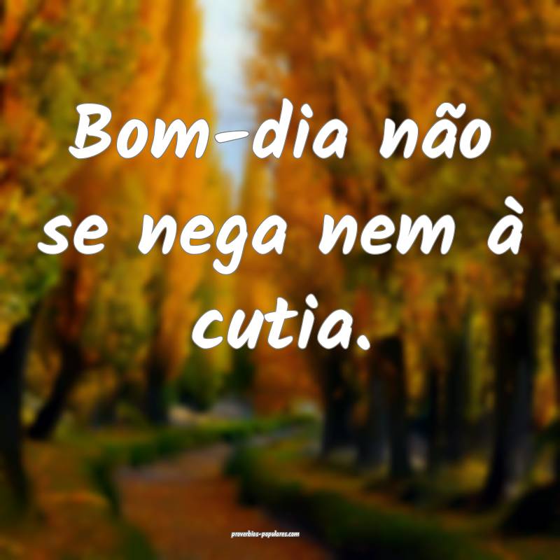 Bom-dia não se nega nem à cutia.
...