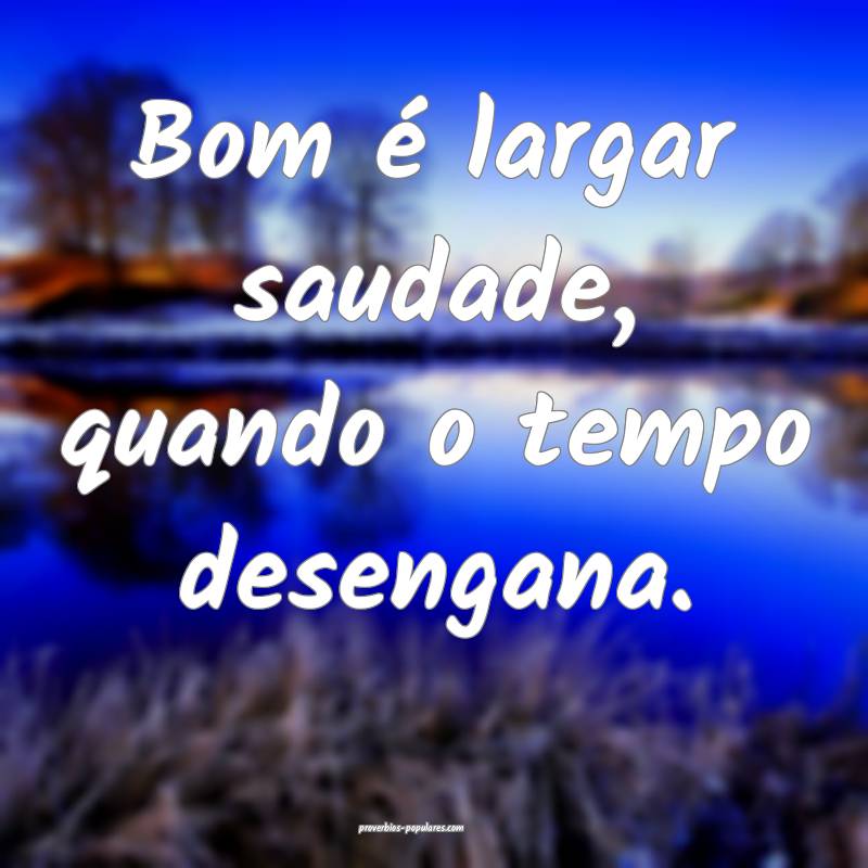 Bom é largar saudade, quando o tempo desengana.
 ...
