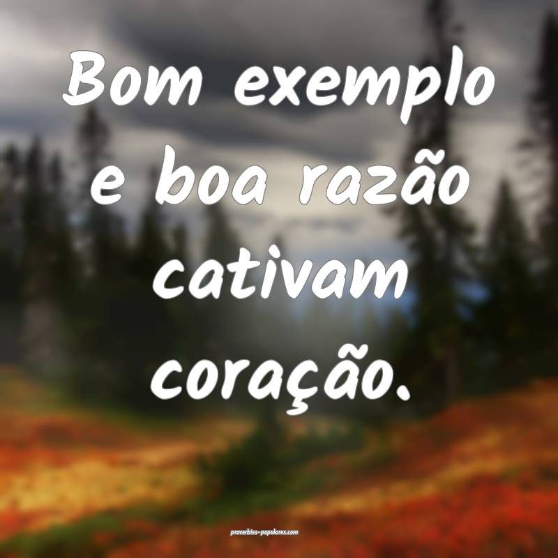 Bom exemplo e boa razão cativam coração.
...