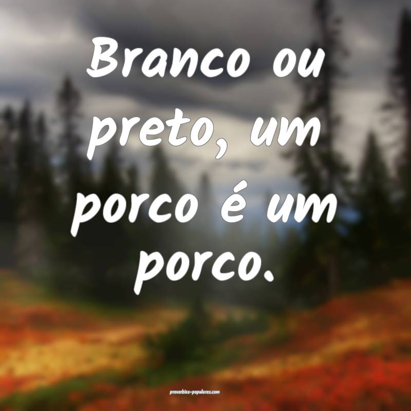 Branco ou preto, um porco é um porco.
...
