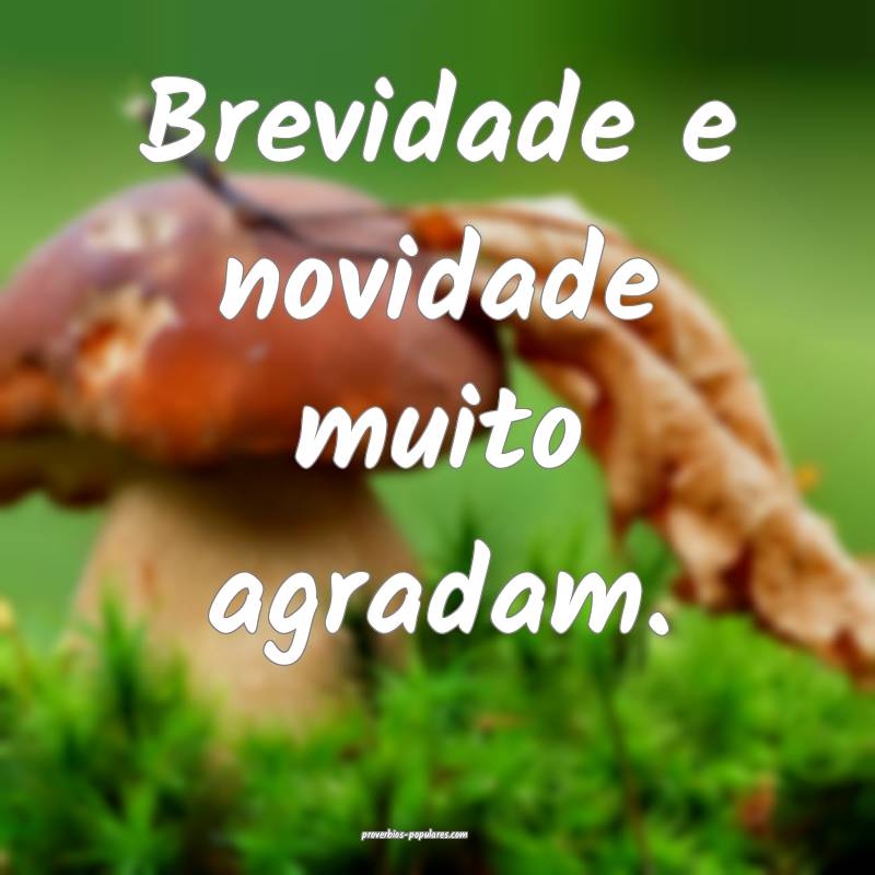 Brevidade e novidade muito agradam.
 ...