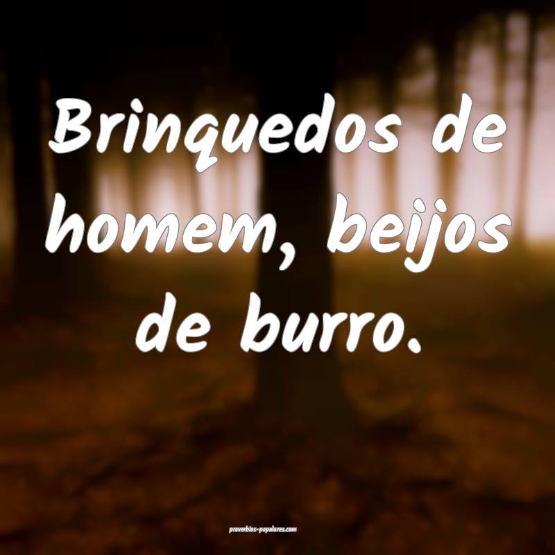 Brinquedos de homem, beijos de burro.
...