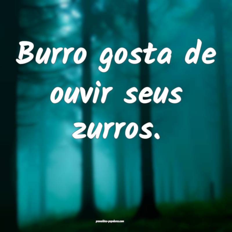 Burro gosta de ouvir seus zurros.
 ...