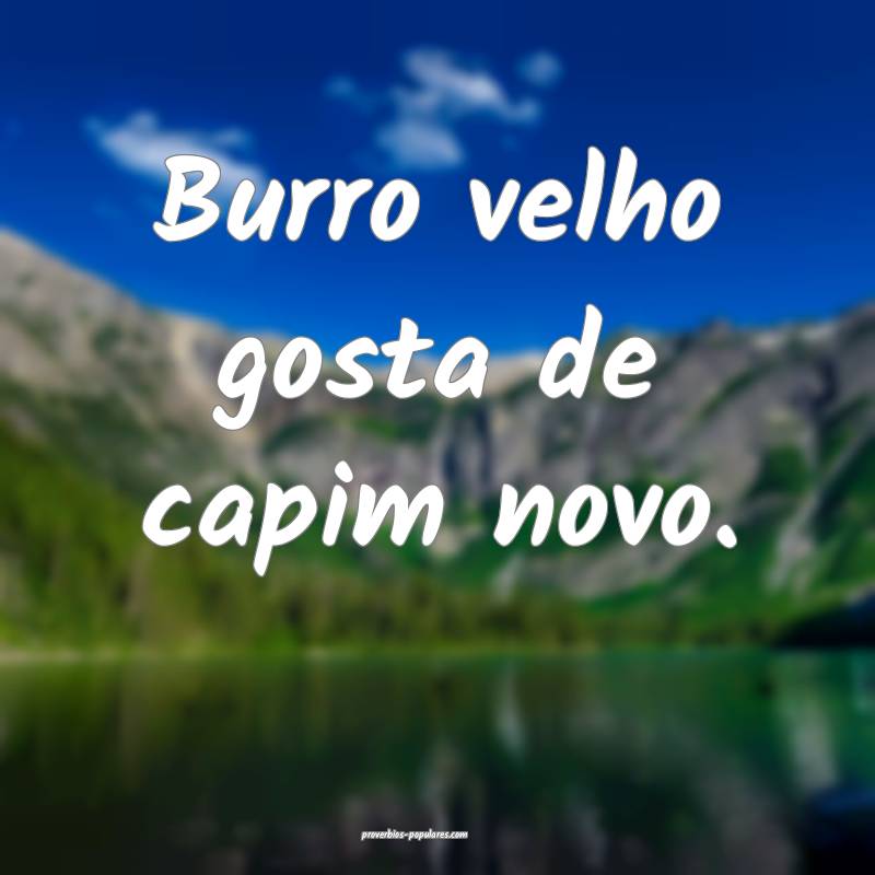 Burro velho gosta de capim novo.
...