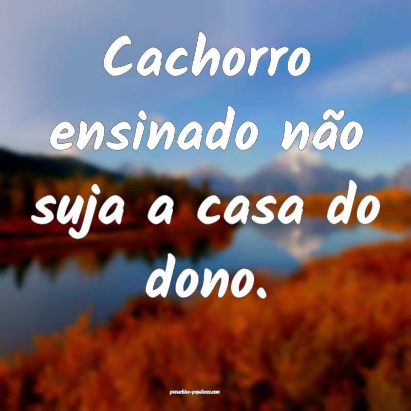 Cachorro ensinado não suja a casa do dono.
...