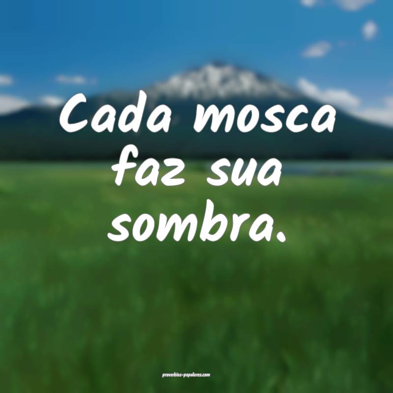 Cada mosca faz sua sombra.
...