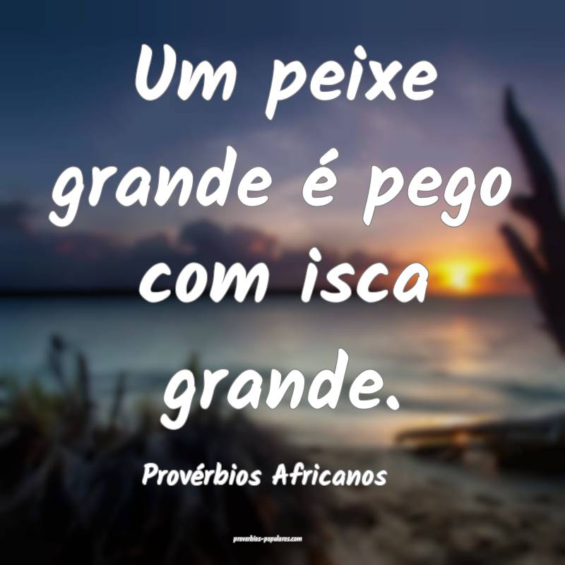 Um peixe grande é pego com isca grande.
...