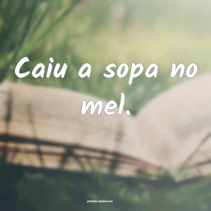 Caiu a sopa no mel.
...