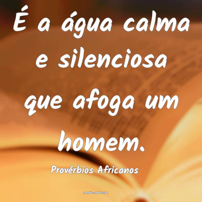 É a água calma e silenciosa que afoga um homem.
...