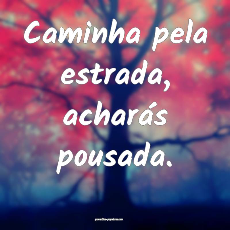 Caminha pela estrada, acharás pousada.
...