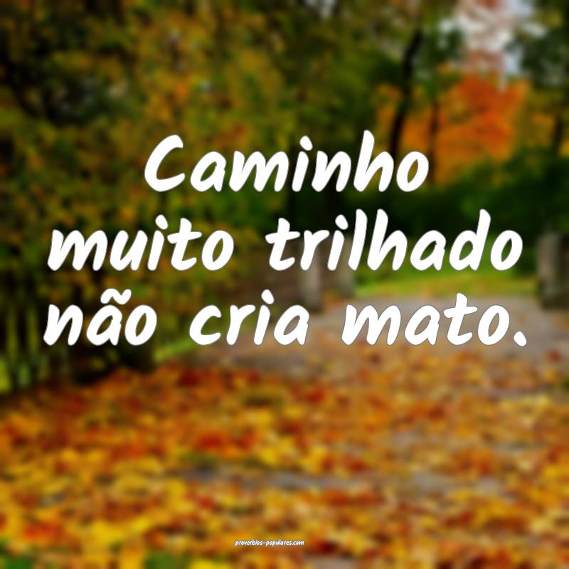 Caminho muito trilhado não cria mato.
...