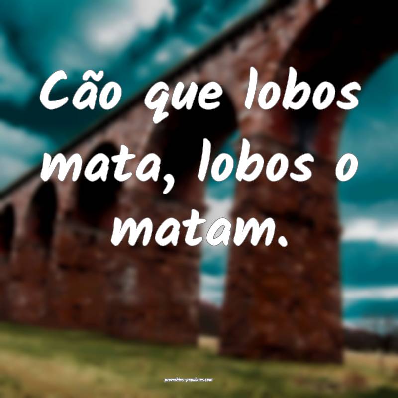 Cão que lobos mata, lobos o matam.
...