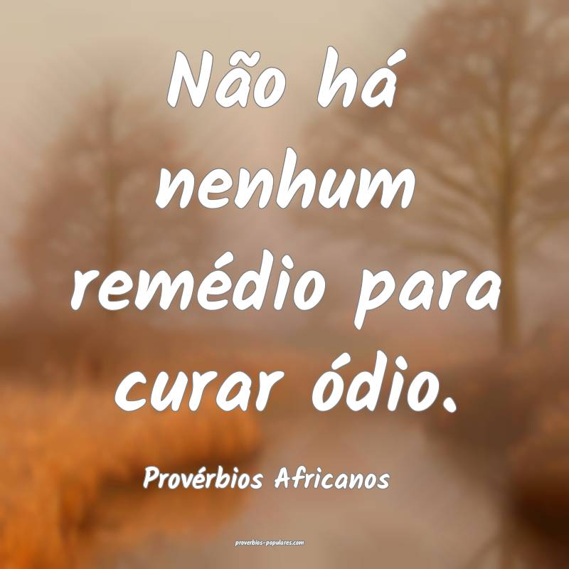 Não há nenhum remédio para curar ódio.
...