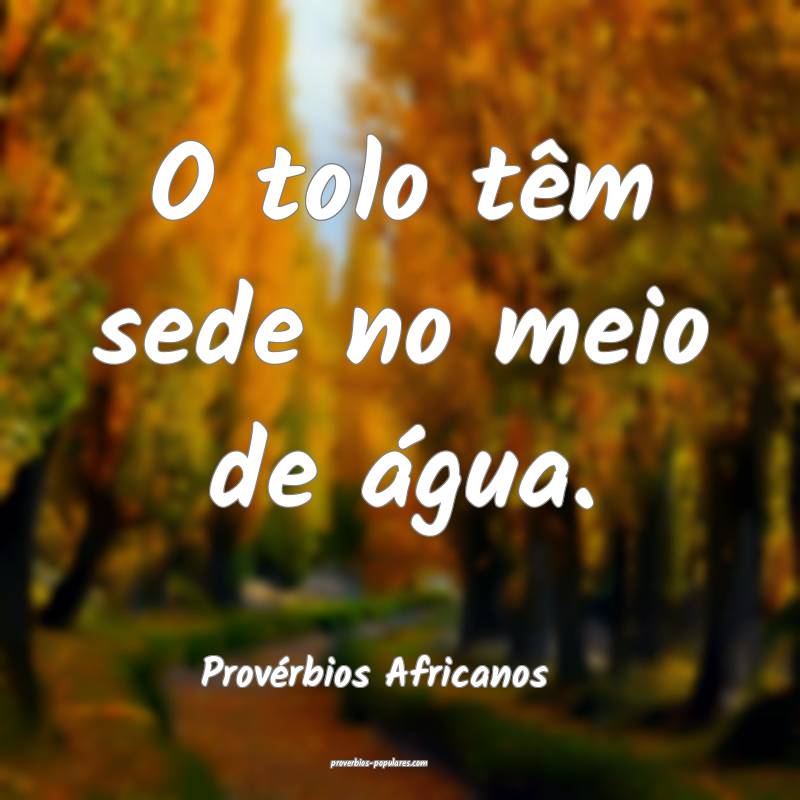 O tolo têm sede no meio de água.
...