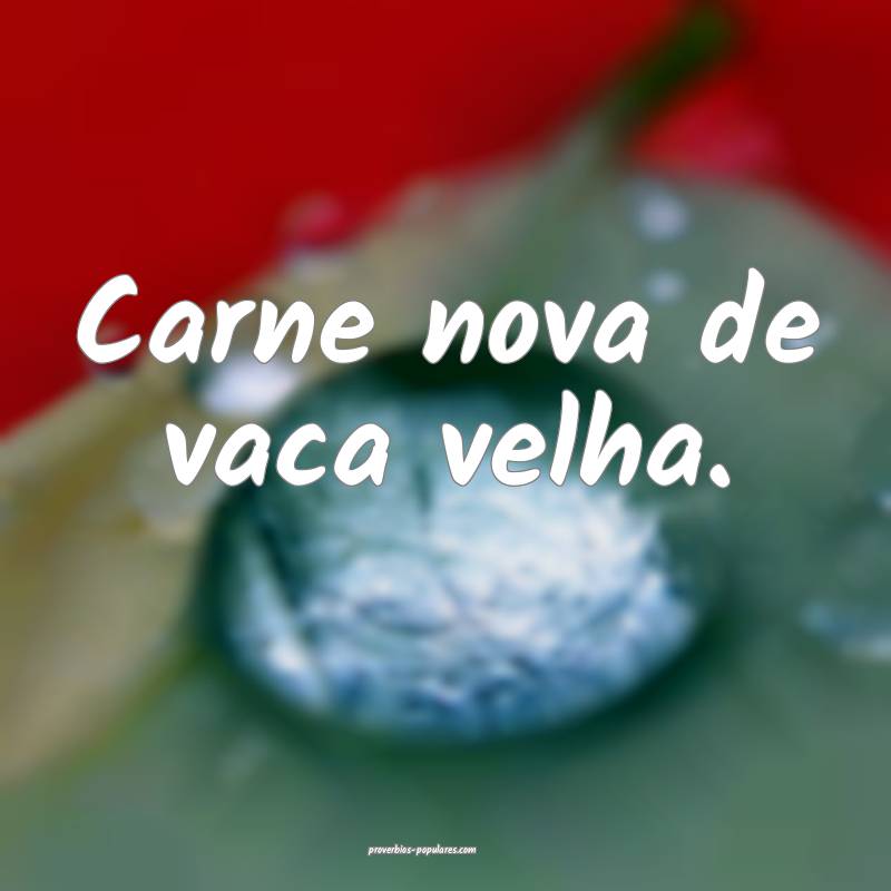 Carne nova de vaca velha.
...