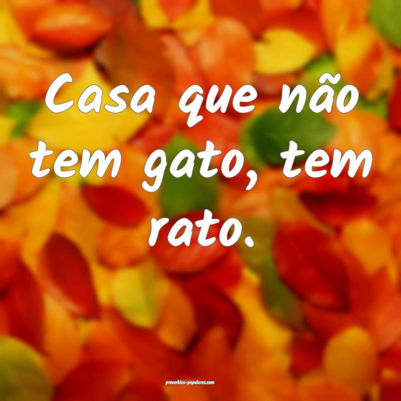 Casa que não tem gato, tem rato.
...