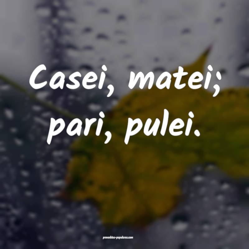 Casei, matei; pari, pulei.
...