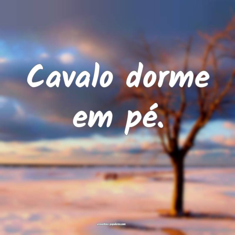 Cavalo dorme em pé.
 ...