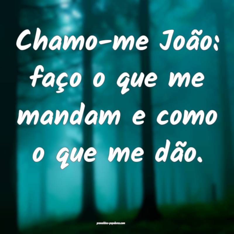 Chamo-me João: faço o que me mandam e como o que me dão.
...