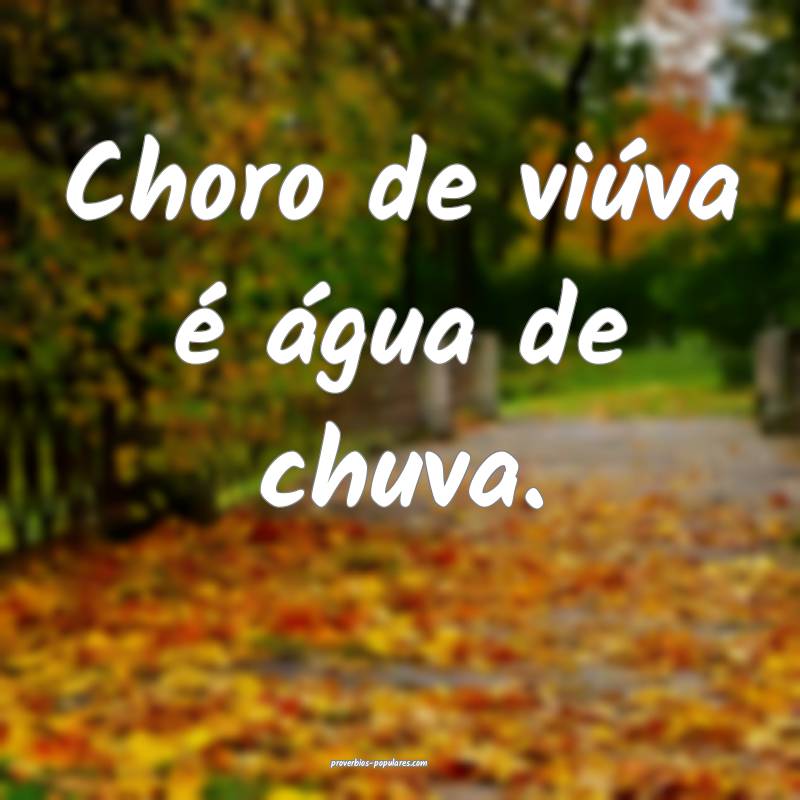 Choro de viúva é água de chuva.
...