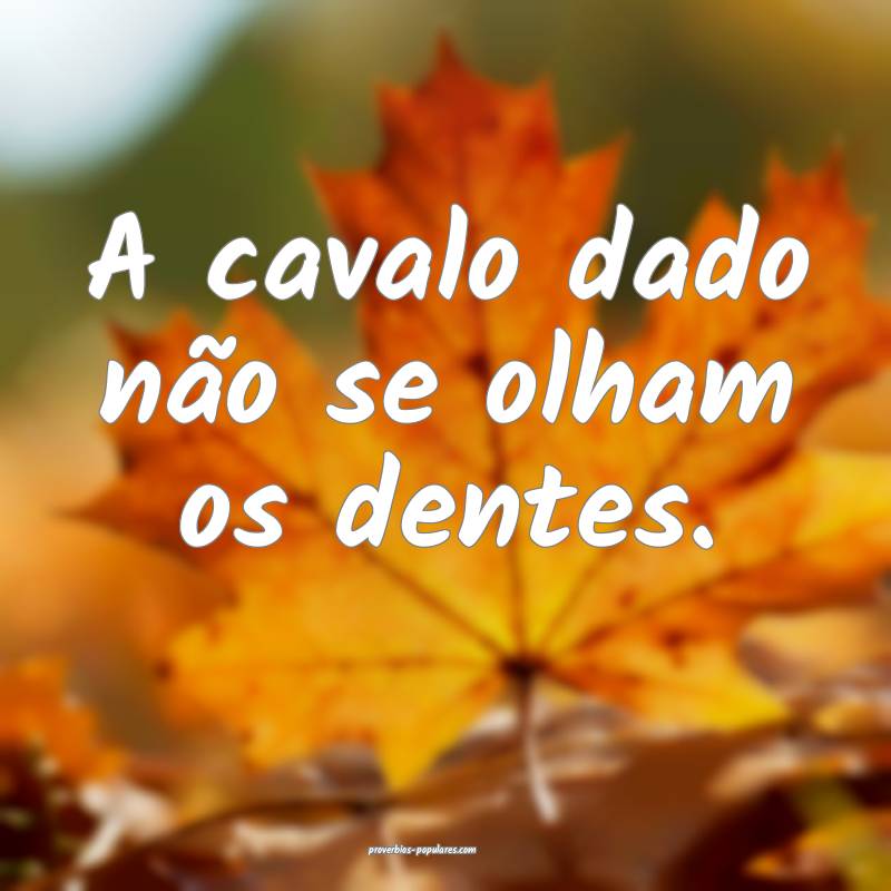 A cavalo dado não se olham os dentes. 
...