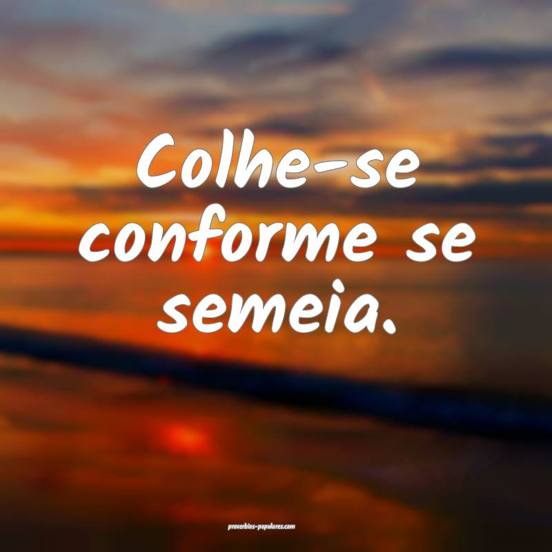 Colhe-se conforme se semeia.
...