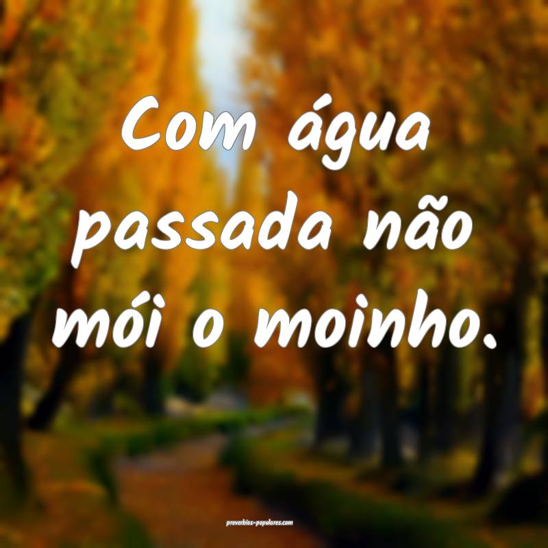 Com água passada não mói o moinho.
...