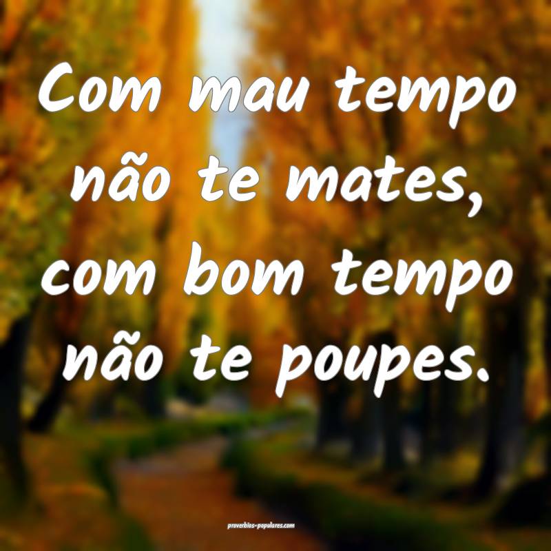 Com mau tempo não te mates, com bom tempo não te ...