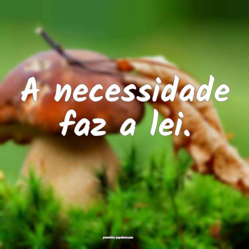A necessidade faz a lei. 
...